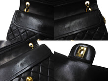Load image into Gallery viewer, CHANEL シャネル Wフラップ マトラッセ チェーン ショルダーバッグ 23cm 2番台 ラムスキン ブラック ゴールド金具 美品 中古 63126