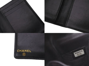 CHANEL シャネル 二つ折り カードケース パスケース ココマーク 8番台 ブラック 黒 キャビアスキン 美品 中古 63128