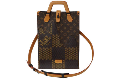 新品同様 LOUIS VUITTON ルイヴィトン NIGO ダミエ ジャイアント LVスクエアード N40355 ミニトート 2020AW ブラウン 中古 63131