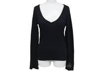 Load image into Gallery viewer, CHROME HEARTS クロムハーツ アームクロス デザイン Vネック 長袖Ｔシャツ ブラック ロゴ サイズS 美品 中古 63133