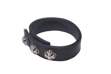 Load image into Gallery viewer, CHROME HEARTS クロムハーツ ブレスレット クロス 3BTN/2SNP 3ボタン2スナップ ブラック レザー シルバー925 美品 中古 63140