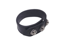 Load image into Gallery viewer, CHROME HEARTS クロムハーツ ブレスレット クロス 3BTN/2SNP 3ボタン2スナップ ブラック レザー シルバー925 美品 中古 63140