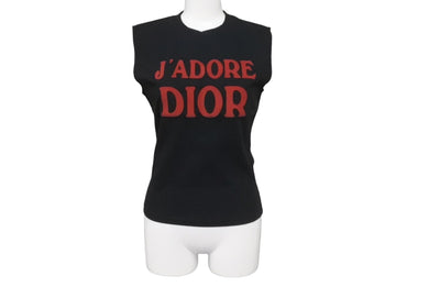 Christian Dior クリスチャンディオール ガリアーノ期 ロゴプリント タンクトップ ブラック ボルドー サイズ40 2A12155300 美品 中古 63147