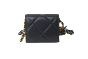極美品 CHANEL シャネル ショルダーバッグ チェーン 19 チェーンウォレットAP2409 ラムスキン ブラック ゴールド金具 中古 63152