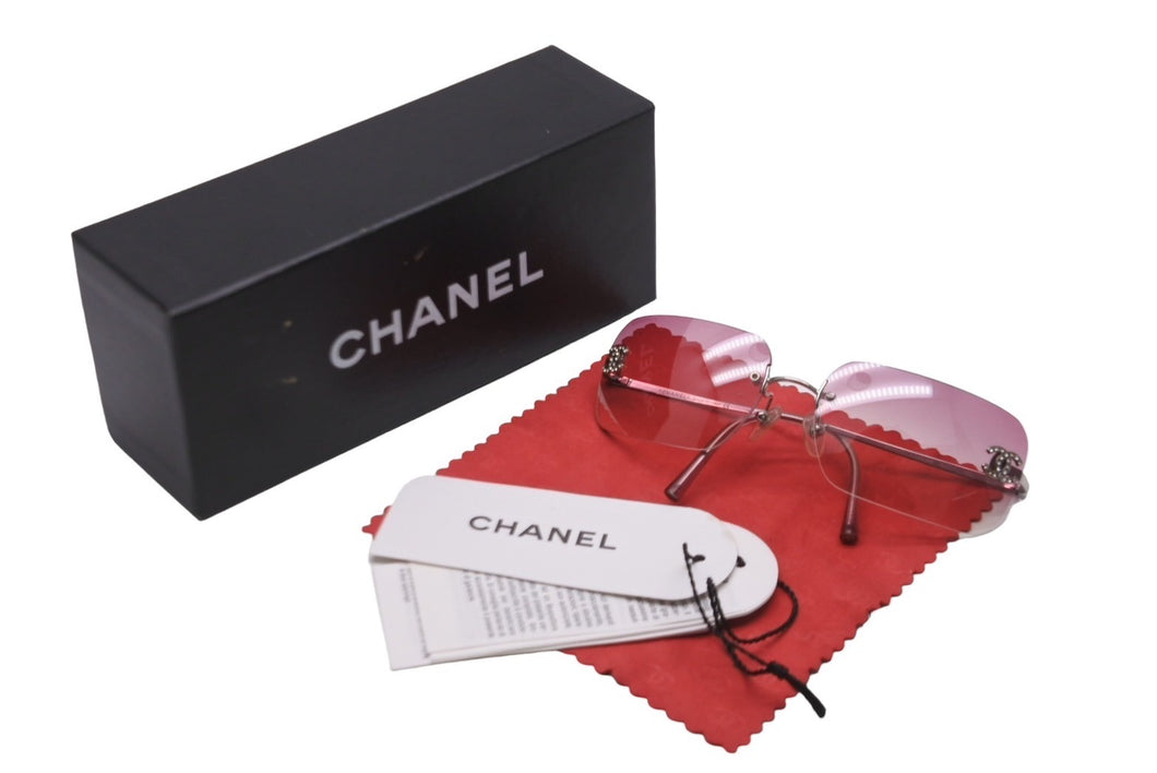 CHANEL シャネル サングラス ココマーク ラインストーン グラデーション 62◻︎17 120 ピンク 4017-D c.124/58 美品 中古 63153