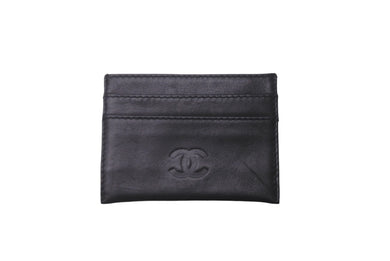 CHANEL シャネル カードケース ココマーク 5番台 ブラック レザー 美品 中古 63156