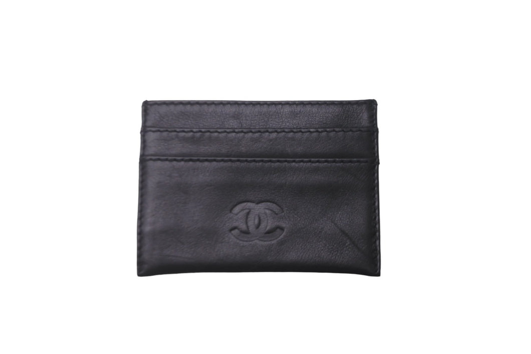 CHANEL シャネル カードケース ココマーク 5番台 ブラック レザー 美品 中古 63156