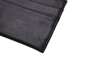 CHANEL シャネル カードケース ココマーク 5番台 ブラック レザー 美品 中古 63156