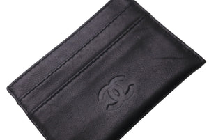 CHANEL シャネル カードケース ココマーク 5番台 ブラック レザー 美品 中古 63156