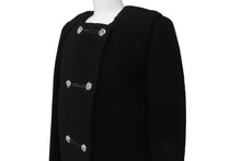 Load image into Gallery viewer, 極美品 CHROME HEARTS クロムハーツ クロスボールボタン ノーカラーウールコート XS カシミヤ ブラック 中古 63166
