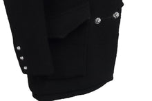 Load image into Gallery viewer, 極美品 CHROME HEARTS クロムハーツ クロスボールボタン ノーカラーウールコート XS カシミヤ ブラック 中古 63166