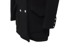 Load image into Gallery viewer, 極美品 CHROME HEARTS クロムハーツ クロスボールボタン ノーカラーウールコート XS カシミヤ ブラック 中古 63166