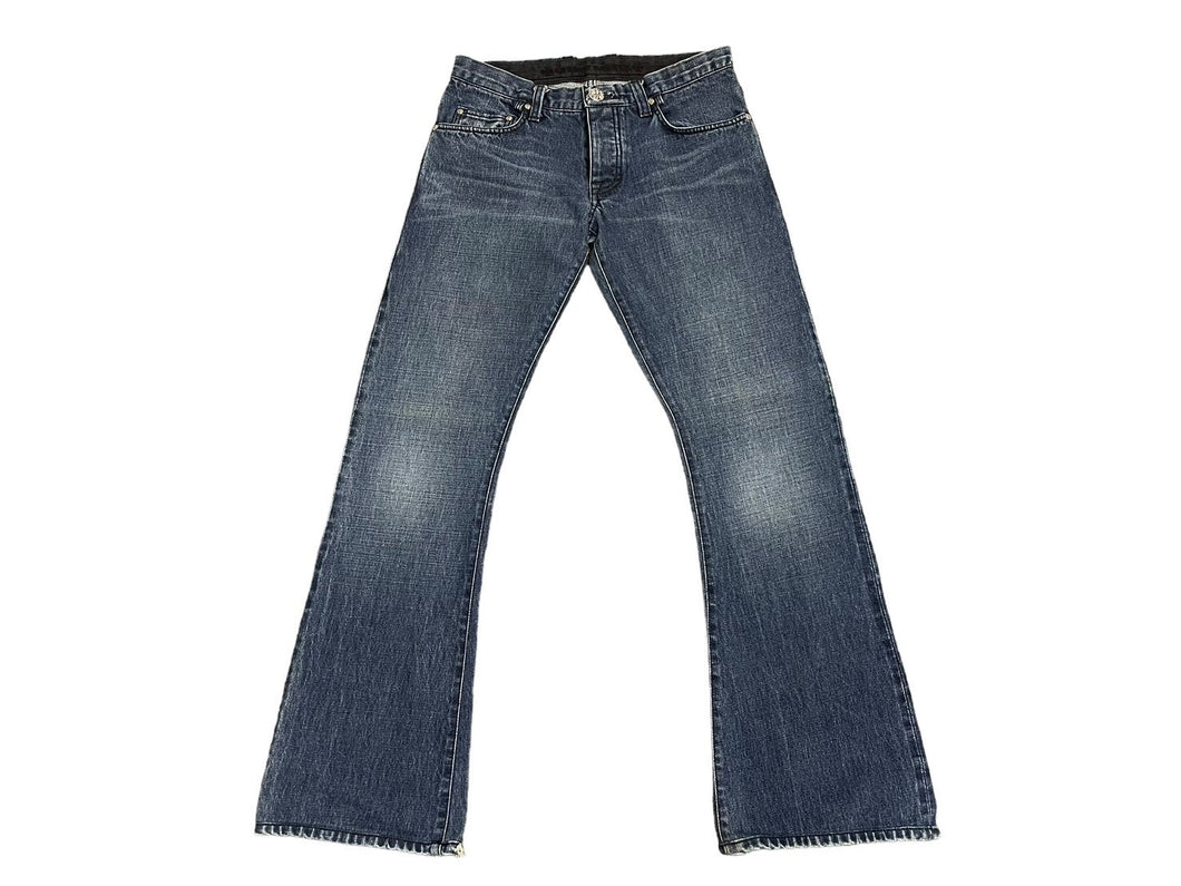 CHROME HEARTS クロムハーツ デニムパンツ クロスボールボタン ブーツカット インディコ 31インチ インディコ 美品 中古 63169