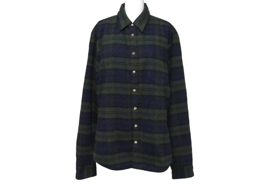 CHROME HEARTS クロムハーツ シャツダウンジャケット リバーシブル キルティング M グリーン ネイビー ブラック 美品 中古 63175