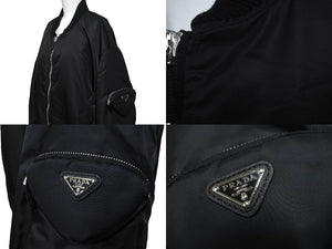 PRADA プラダ Re-Nylon ボンバージャケット サイズL SGB903 ブラック トライアングルロゴ ポーチ ナイロン 美品 中古 63176