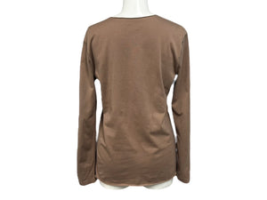 Lucien Pellat-Finet ルシアンペラフィネ 長袖カットソー Tシャツ サイズS ブラウン ピンク プリント FEEL SO HIGH 美品 中古 4b006318