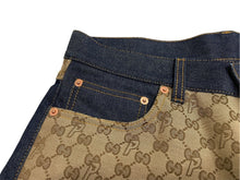 画像をギャラリービューアに読み込む, 極美品 GUCCI×PALACE グッチ×パレス GG-Pパターン バギージーンズ GGスプリームキャンバス 723927 XDCAP サイズ30 ブルー 中古 63191 