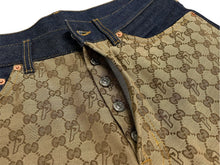 画像をギャラリービューアに読み込む, 極美品 GUCCI×PALACE グッチ×パレス GG-Pパターン バギージーンズ GGスプリームキャンバス 723927 XDCAP サイズ30 ブルー 中古 63191 