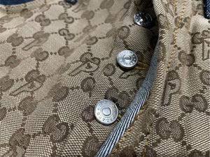 極美品 GUCCI×PALACE グッチ×パレス GG-Pパターン バギージーンズ GGスプリームキャンバス 723927 XDCAP サイズ30 ブルー 中古 63191 