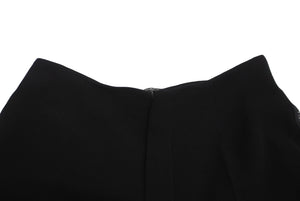 CHANEL シャネル 紙タグ サイドライン ロゴ ワイドパンツ ウール P05760 ココマークボタン ブラック 美品 中古 63192