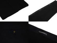 Load image into Gallery viewer, CHANEL シャネル 紙タグ サイドライン ロゴ ワイドパンツ ウール P05760 ココマークボタン ブラック 美品 中古 63192