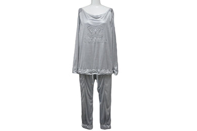 CHANEL シャネル ココマーク 長袖Tシャツ オールインワン セットアップ P43485K04412 AW002 グレー シルバー金具 美品 中古 63194