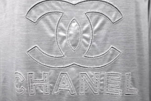 CHANEL シャネル ココマーク 長袖Tシャツ オールインワン セットアップ P43485K04412 AW002 グレー シルバー金具 美品 中古 63194