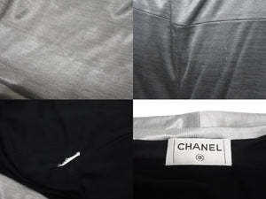 CHANEL シャネル ココマーク 長袖Tシャツ オールインワン セットアップ P43485K04412 AW002 グレー シルバー金具 美品 中古 63194