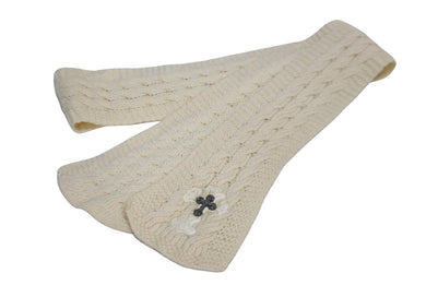 CHROME HEARTS クロムハーツ ネックウォーマー マフラー フィリグリークロス クロスパッチケーブルニット ホワイト 美品 中古 63197