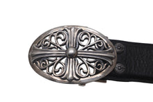 Load image into Gallery viewer, 極美品 CHROME HEARTS クロムハーツ OVAL CROSS STRAP 1.5/1.5 クラシック オーバルクロス バックル レザーベルト サイズ28 中古 63201