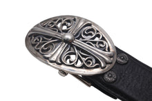 Load image into Gallery viewer, 極美品 CHROME HEARTS クロムハーツ OVAL CROSS STRAP 1.5/1.5 クラシック オーバルクロス バックル レザーベルト サイズ28 中古 63201