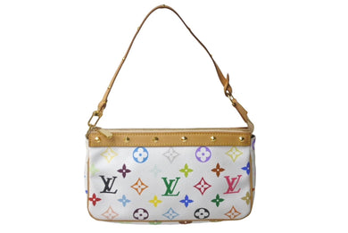 極美品 LOUIS VUITTON ルイヴィトン 村上隆 ホワイト ポシェットアクセソワール マルチカラー M92649 中古 63220