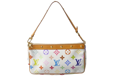 極美品 LOUIS VUITTON ルイヴィトン 村上隆 ホワイト ポシェットアクセソワール マルチカラー M92649 中古 63450
