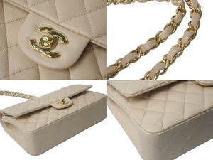 新品未使用 CHANEL シャネル Wフラップ 25 ショルダーバッグ ランダム マトラッセ シルバー金具 ベージュ 中古 63451