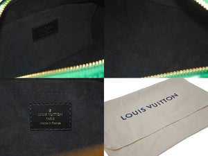 新品同様 LOUIS VUITTON ルイヴィトン パピヨン26 モノグラム ジャガード ベルベット ハンド バッグ グリーン M46206 中古 63452