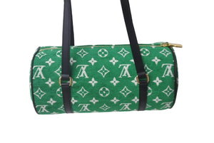 新品同様 LOUIS VUITTON ルイヴィトン パピヨン26 モノグラム ジャガード ベルベット ハンド バッグ グリーン M46206 中古 63452