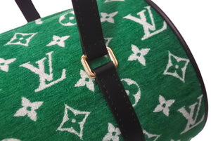 新品同様 LOUIS VUITTON ルイヴィトン パピヨン26 モノグラム ジャガード ベルベット ハンド バッグ グリーン M46206 中古 63452