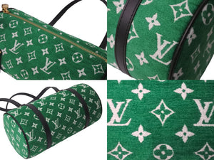 新品同様 LOUIS VUITTON ルイヴィトン パピヨン26 モノグラム ジャガード ベルベット ハンド バッグ グリーン M46206 中古 63452