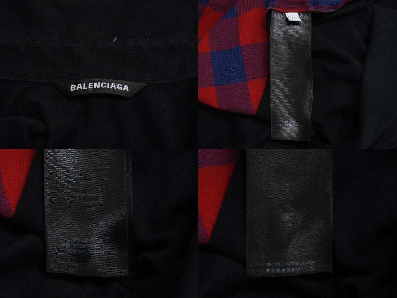 BALENCIAGA バレンシアガ 長袖シャツ チェック レッド ブルー