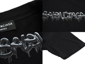 BALENCIAGA バレンシアガ スライムグラフィックロゴ 半袖Ｔシャツ 612966 2021SS 黒 ブラック 中古 63459
