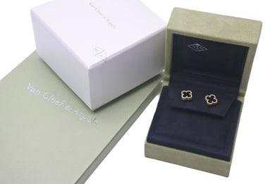 新品同様 ヴァンクリーフ＆アーペル スウィート24年 アルハンブラ ピアス オニキス 3.2g K18YG レディース 63461 中古