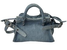 Load image into Gallery viewer, 新品同様 BALENCIAGA バレンシアガ NEO CAGOLE CITY ハンドバッグ デニム 751523 2AANY 4317 シルバー金具 中古 63466