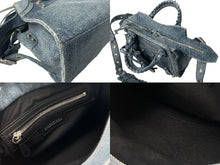 Load image into Gallery viewer, 新品同様 BALENCIAGA バレンシアガ NEO CAGOLE CITY ハンドバッグ デニム 751523 2AANY 4317 シルバー金具 中古 63466
