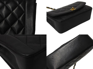 極美品 CHANEL シャネル チェーンショルダーバッグ ダイアナマトラッセ 22 3番台 ラムスキン ブラック ゴールド金具 中古 63467
