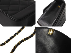 極美品 CHANEL シャネル チェーンショルダーバッグ ダイアナマトラッセ 22 3番台 ラムスキン ブラック ゴールド金具 中古 63467
