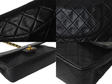 Load image into Gallery viewer, CHANEL シャネル Wフラップ マトラッセ チェーン ショルダーバッグ 23cm 4番台 ラムスキン ブラック ゴールド金具 美品 中古 63468