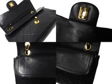 Load image into Gallery viewer, CHANEL シャネル Wフラップ マトラッセ チェーン ショルダーバッグ 23cm 4番台 ラムスキン ブラック ゴールド金具 美品 中古 63468