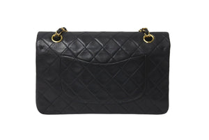 CHANEL シャネル チェーンショルダーバッグ Wフラップ マトラッセ25 ラムスキン 2番台 ブラック ゴールド金具 美品 中古 63471