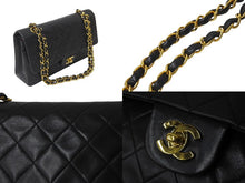 Load image into Gallery viewer, CHANEL シャネル チェーンショルダーバッグ Wフラップ マトラッセ25 ラムスキン 2番台 ブラック ゴールド金具 美品 中古 63471