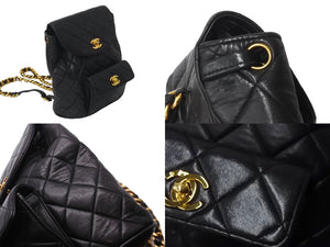 CHANEL シャネル マトラッセ リュック Wココマーク バックパック ココマーク 2番台 1993年 ラムスキン ブラック ゴールド金具 良品 中古 63472